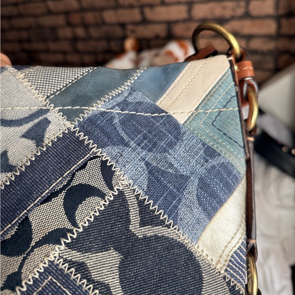 Vintage Y2K Coach Carly Blue Denim Patchwork Shoulder Bag 12215 - Picture 7 of 14